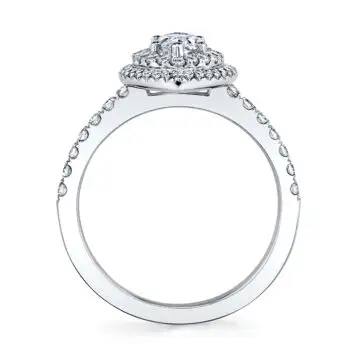 White Gold Marquise Cut Double Halo Engagement Ring - Claudia