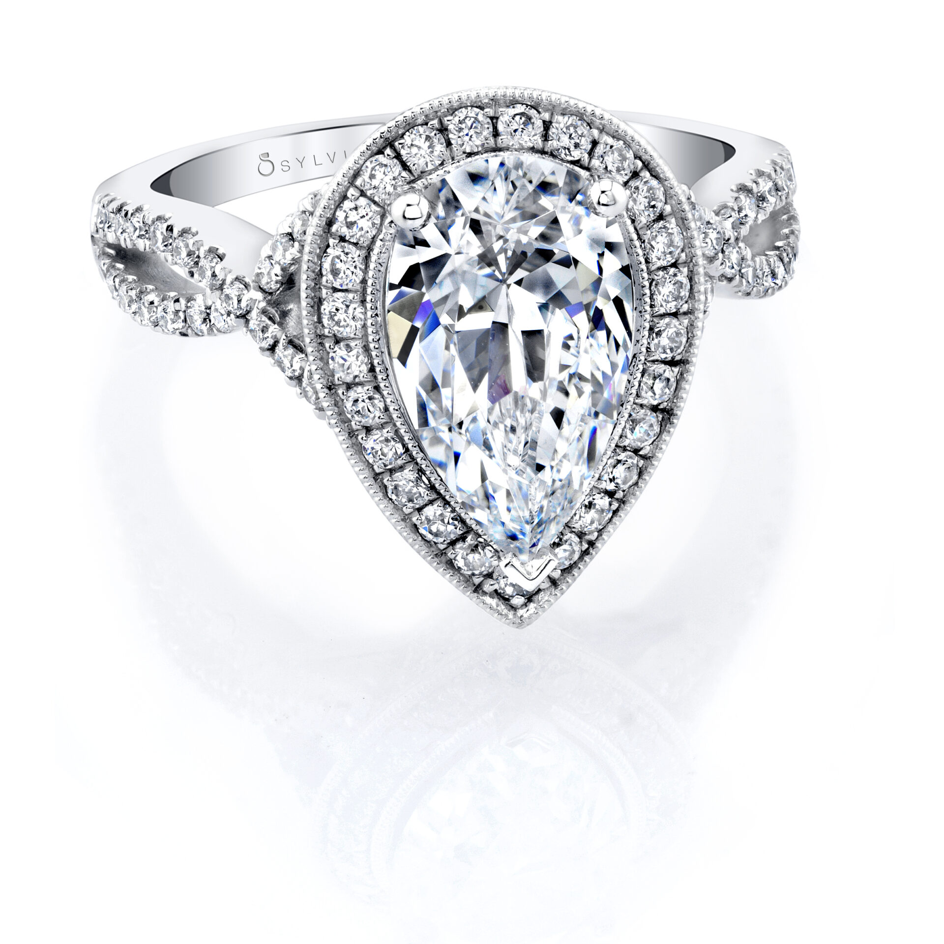 Pear Shaped Engagement Ring with Halo - Alyssa