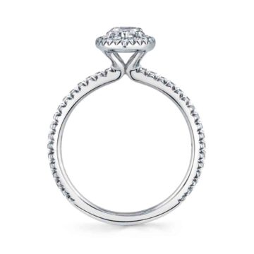 White Gold Marquise Cut Classic Halo Engagement Ring - Vivian