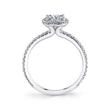 White Gold Radiant Cut Classic Halo Engagement Ring - Vivian