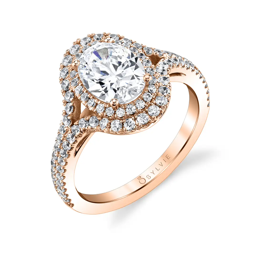 oval shaped double halo engagement ring 