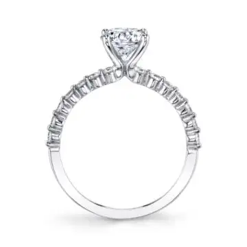 White Gold Pear Shaped Classic Engagement Ring - Athena