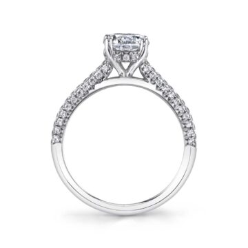 White Gold Round Cut Micro Pave Classic Engagement Ring - Elienor