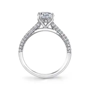 White Gold Round Cut Micro Pave Classic Engagement Ring - Elienor