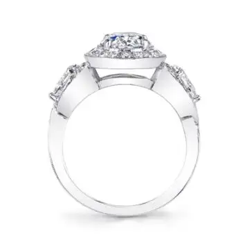 White Gold Oval Cut Three Stone Engagement Ring - Zara