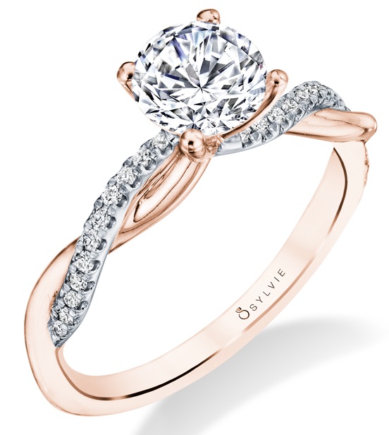rose gold spiral solitaire engagement ring S1524