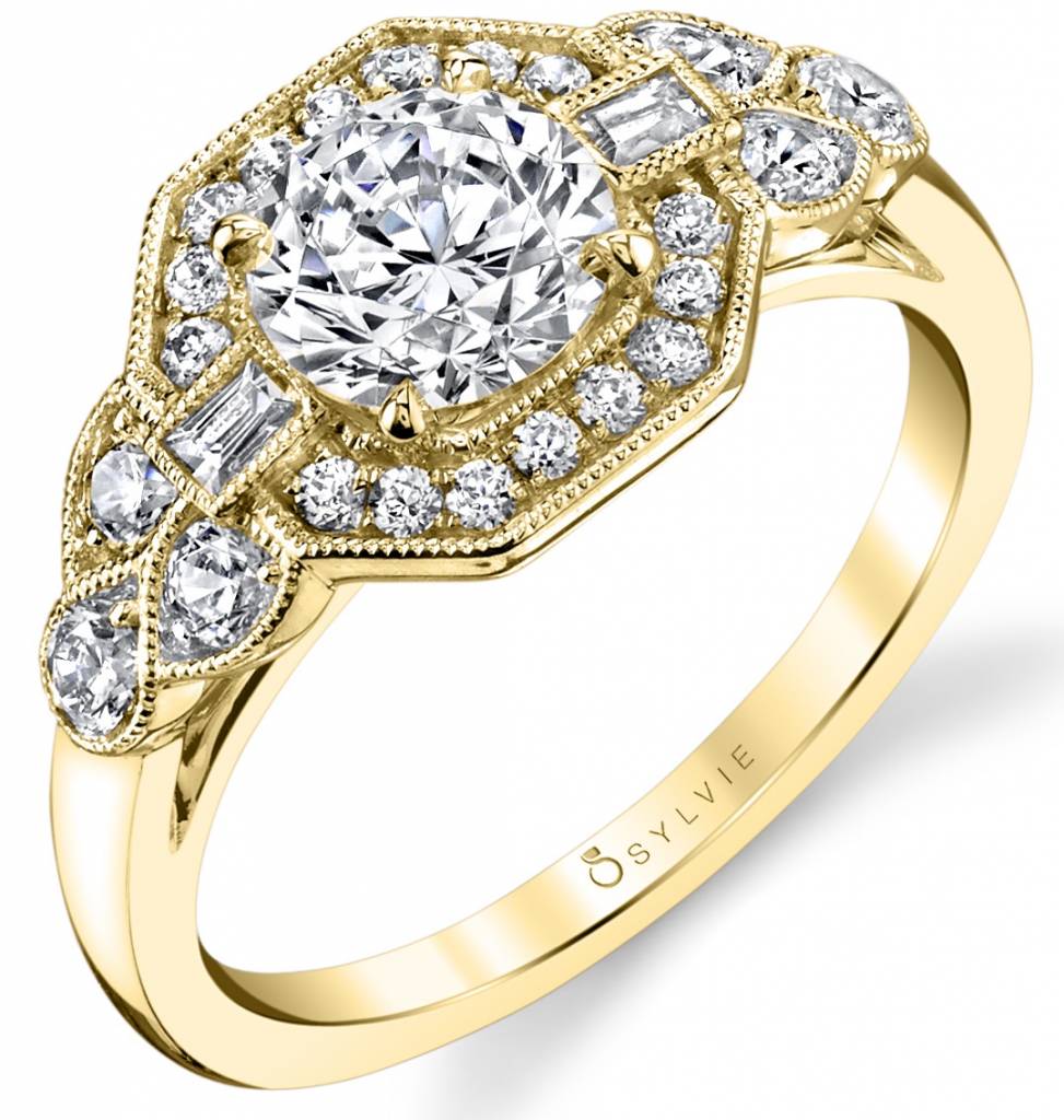 yellow gold vintage inspired engagement ring