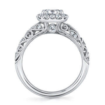 White Gold Oval Cut Vintage Engagement Ring - Rochelle