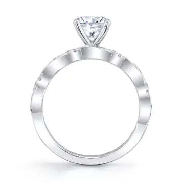 White Gold Round Cut Unique Engagement Ring - Valerie