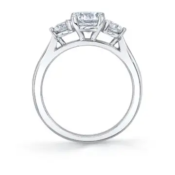 White Gold Oval Cut Three Stone Engagement Ring - Marcella