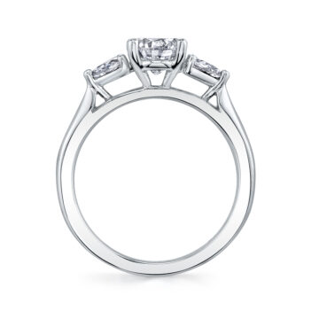 White Gold Round Cut Three Stone Engagement Ring - Martine