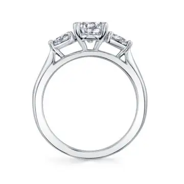 White Gold Round Cut Three Stone Engagement Ring - Martine