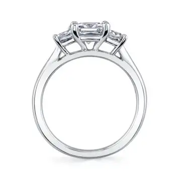White Gold Pear Cut Ring with Princess Side Stones - Micheline