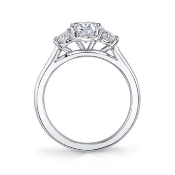 White Gold Oval Cut Three Stone Engagement Ring - Guinevere