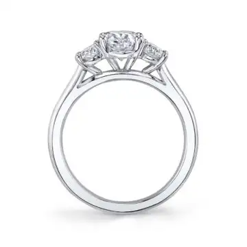 White Gold Oval Cut Three Stone Engagement Ring - Guinevere