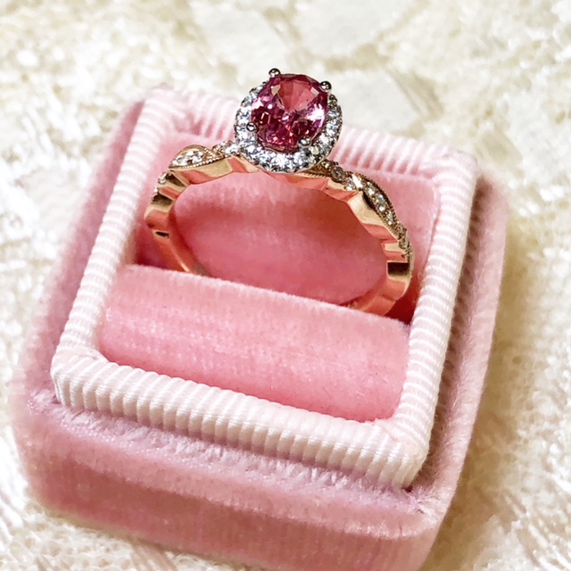 custom engagement ring pink sapphire halo engagement ring