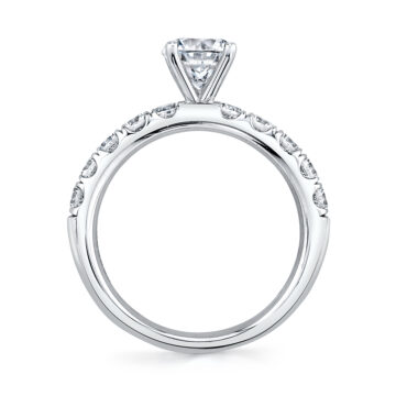White Gold Round Cut Prong Set Classic Engagement Ring - Octavie