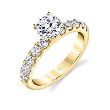 White Gold Round Cut Prong Set Classic Engagement Ring - Octavie