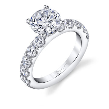 White Gold Round Cut Classic Engagement Ring - Octavie