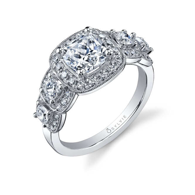 Profile Image of a Vintage Inspired 5 Stone Engagement Ring