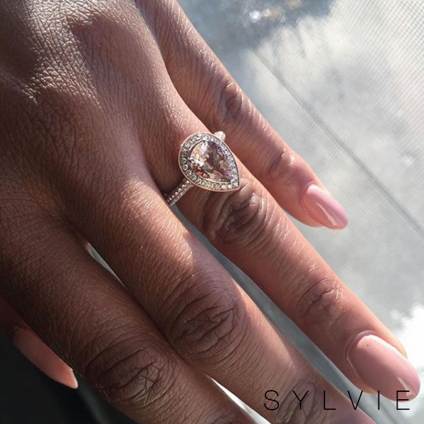 morganite pear shaped engagement ring