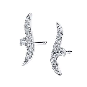 White Gold Bird Shaped Diamond Ear Climbers