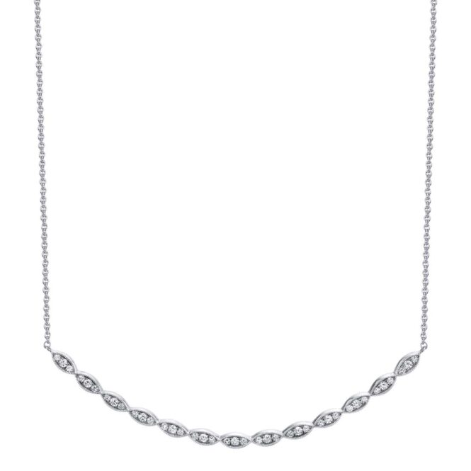 Marquise Shaped Curved Diamond Bar Necklace