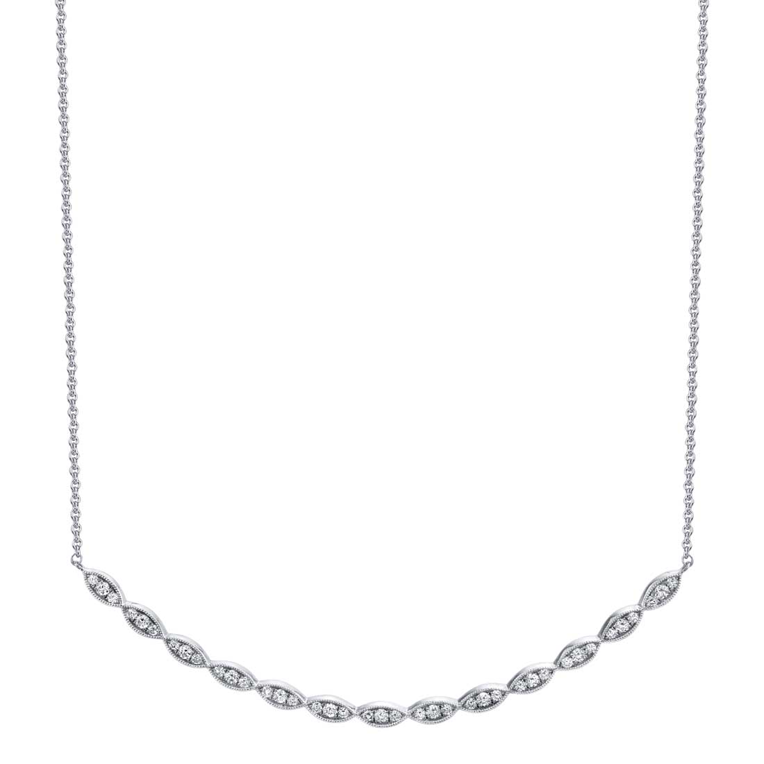Marquise Shaped Curved Diamond Bar Necklace
