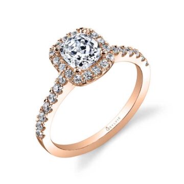 White Gold Cushion Cut Classic Halo Engagement Ring - Chantelle