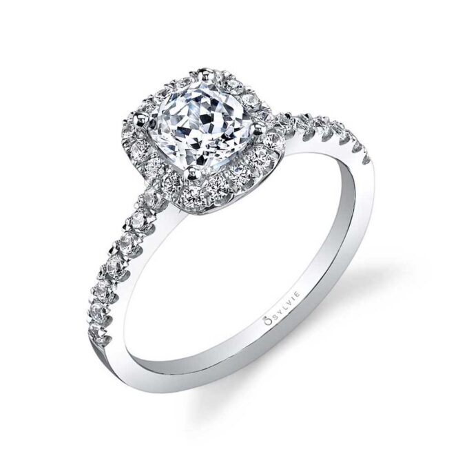 Cushion Halo Engagement Ring