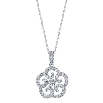 White Gold Diamond Flower Necklace