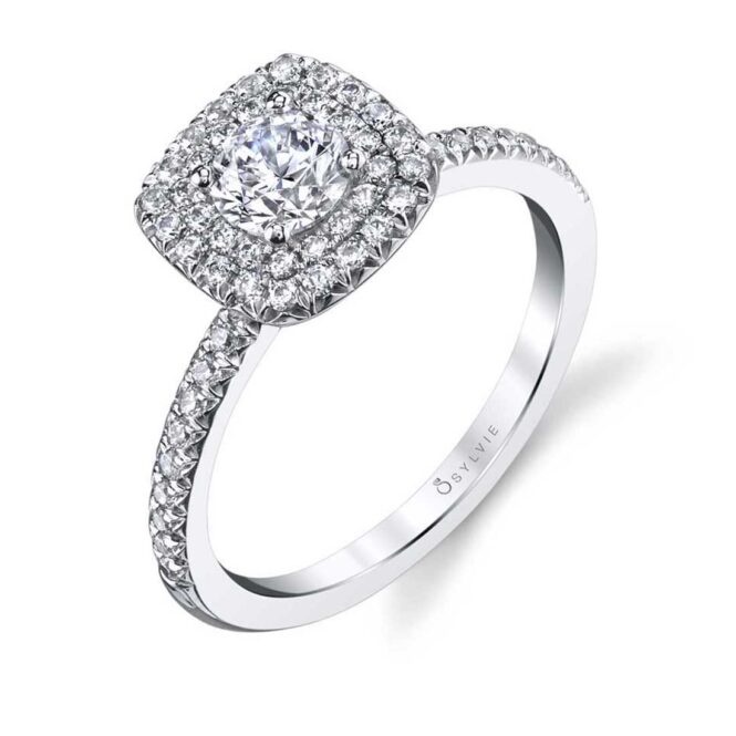 Round Cut Classic Double Halo Engagement Ring