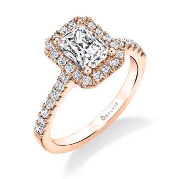 White Gold Radiant Cut Engagement Ring With Halo  - Emma