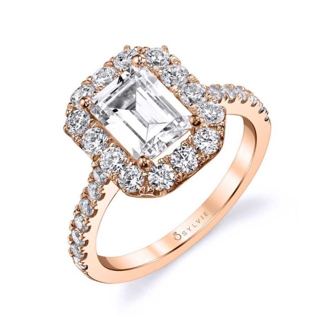 Emerald Cut Engagement Ring with halo