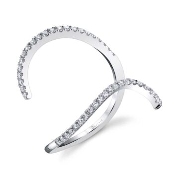 White Gold Elegant Free Form Diamond Ring