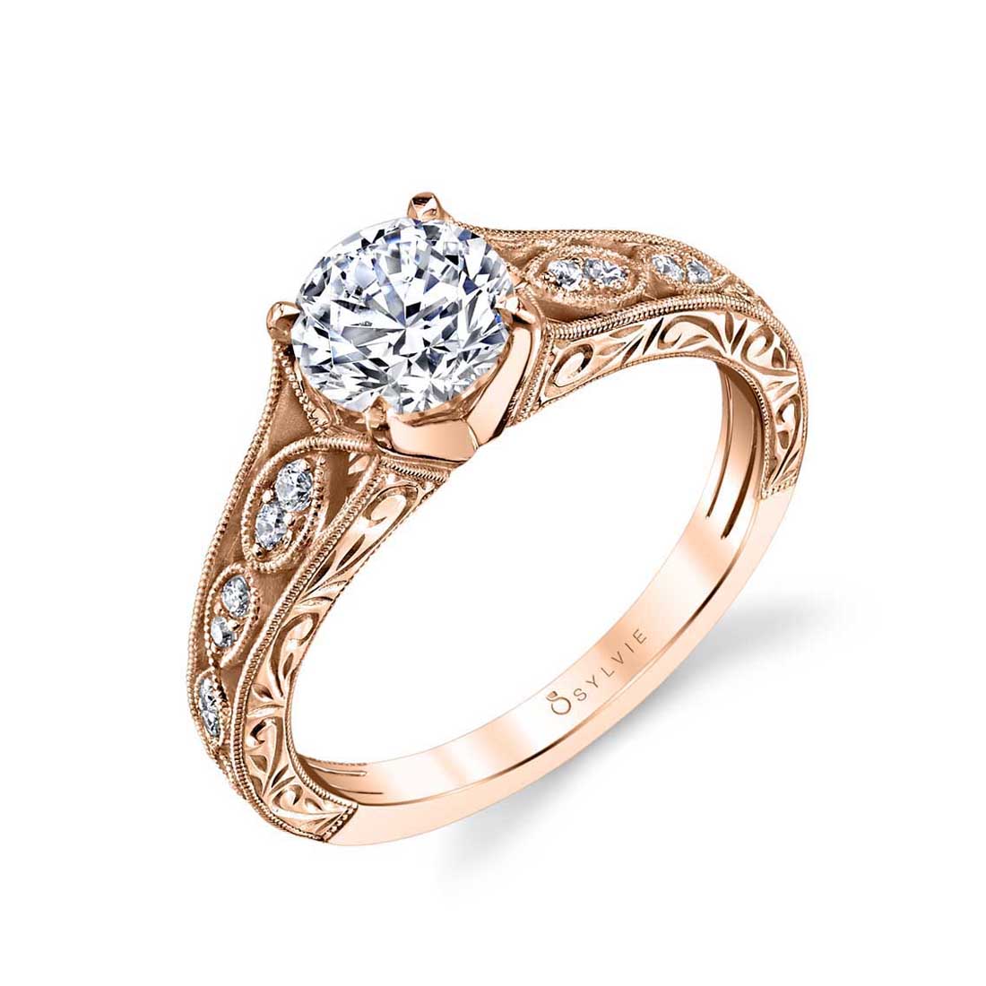 Vintage engraved engagement rings clearance