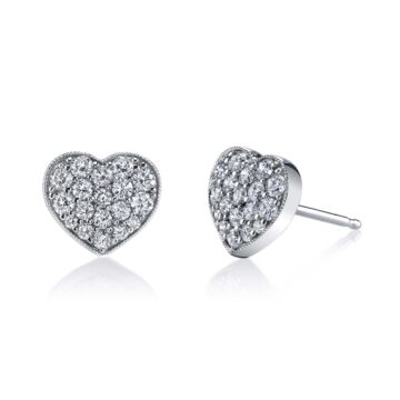 White Gold Heart Shaped Diamond Earrings