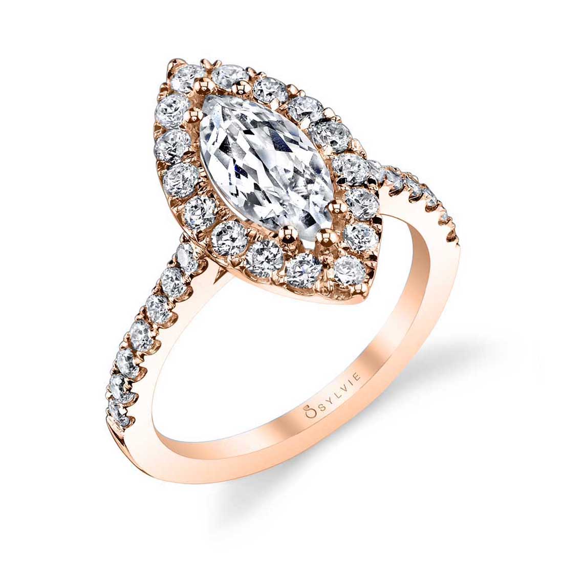 Marquise Cut Engagement Ring with halo
