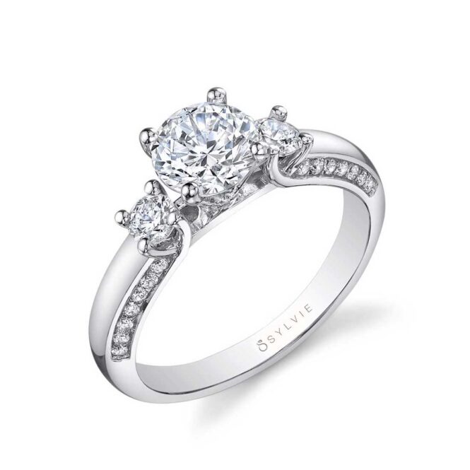 Modern Three Stone Engagement Ring