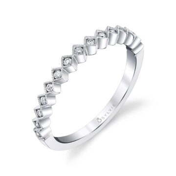 White Gold Modern Diamond Stackable Band - Laurel