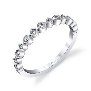 White Gold Modern Stackable Wedding Band - Devondra
