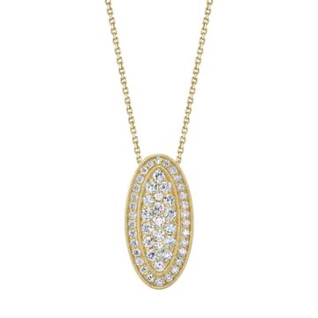 White Gold Oval Shaped Pendant in Yellow Gold