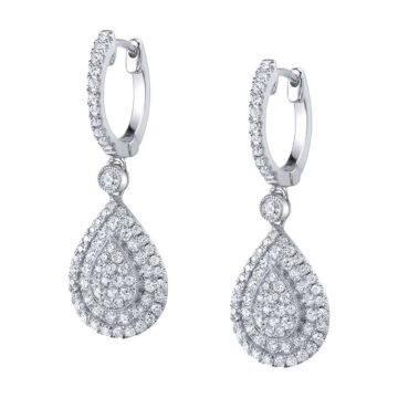 White Gold Pear Shaped Diamond Drop Earrings