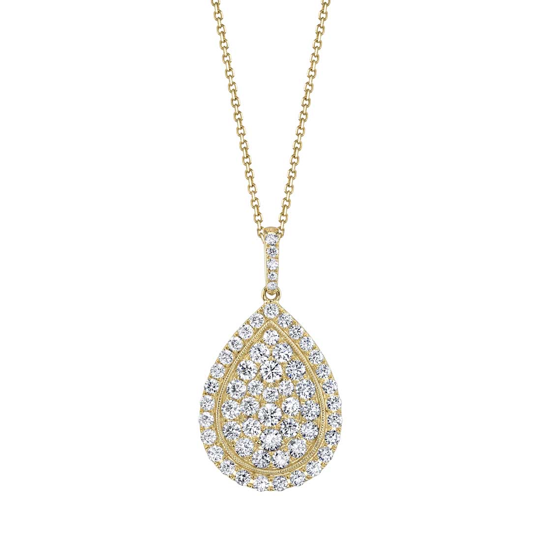 Pear Shaped Diamond Pendant in Yellow Gold - Sylvie Jewelry