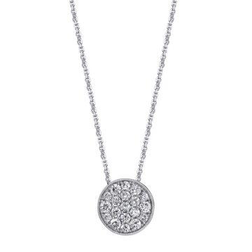 White Gold Round Pave Diamond Necklace
