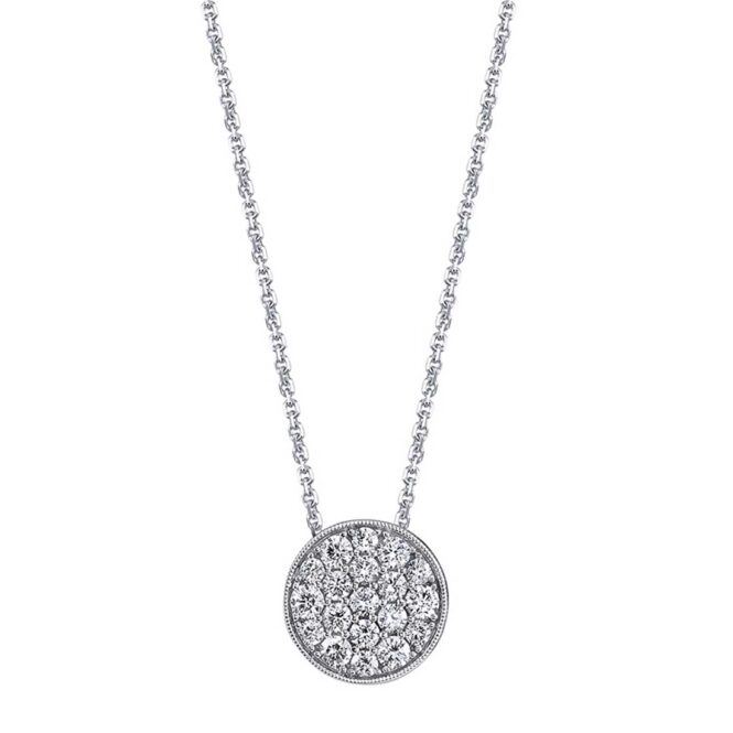 Round Pave Diamond Necklace PD817 RG