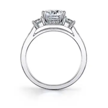 White Gold Marquise Cut Vintage Inspired Three Stone Engagement Ring - Noella