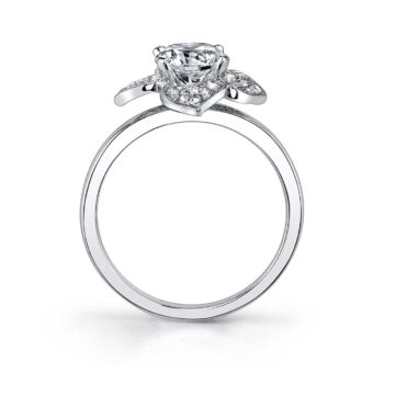 White Gold Flower Inspired Engagement Ring - Leonie