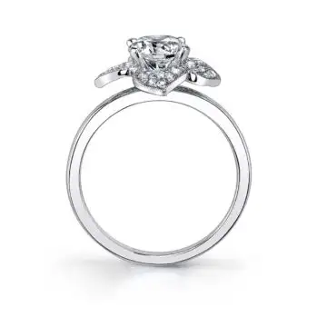 White Gold Flower Inspired Engagement Ring - Leonie