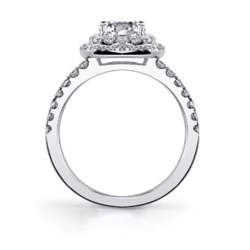 White Gold Princess Cut Classic Double Halo Engagement Ring - Melodie